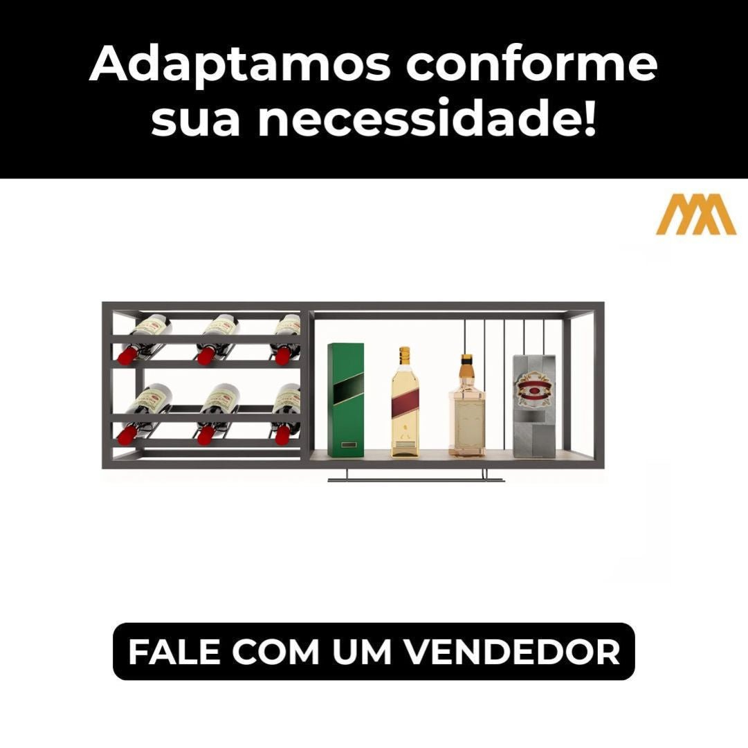 Adega Parede Suspensa Estilo Industrial Verona - MetaloArt