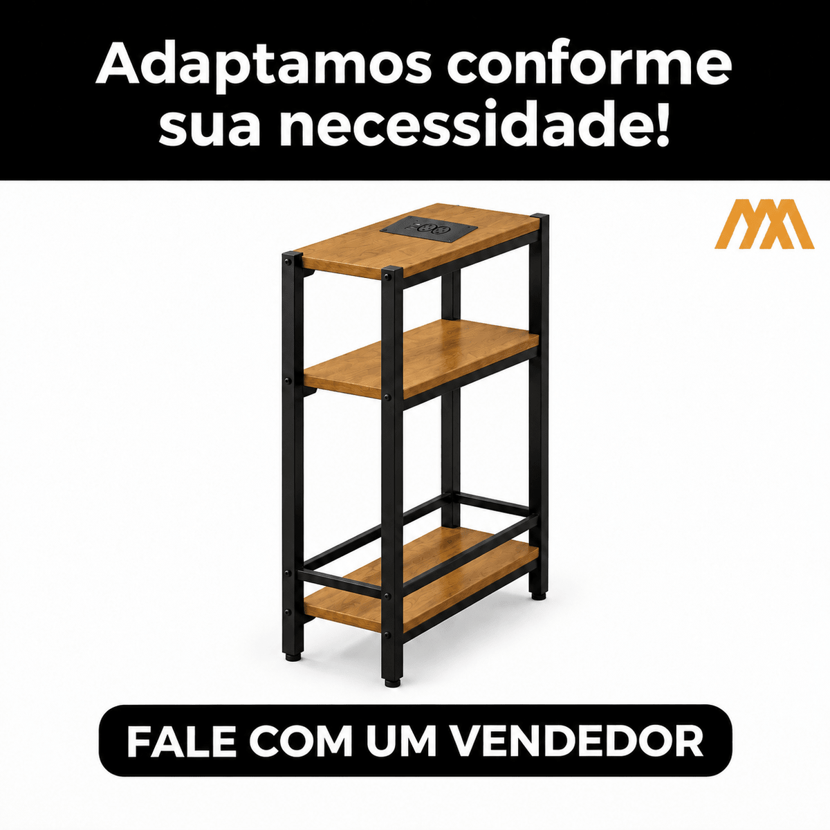 Aparador Industrial com Tomada, USB e USB-C Havana - MetaloArt