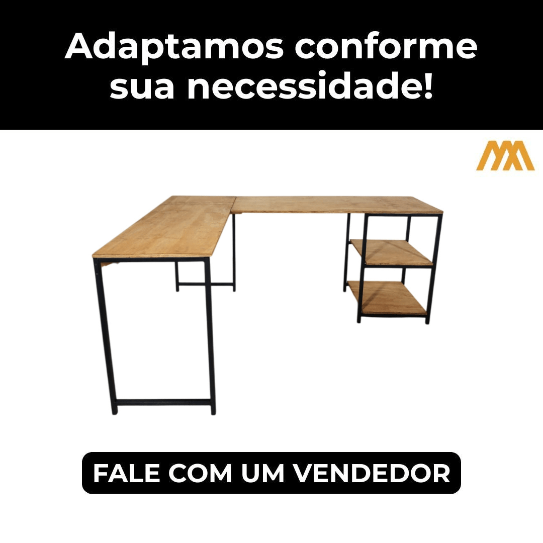 Escrivaninha em L Industrial Florença - MetaloArt