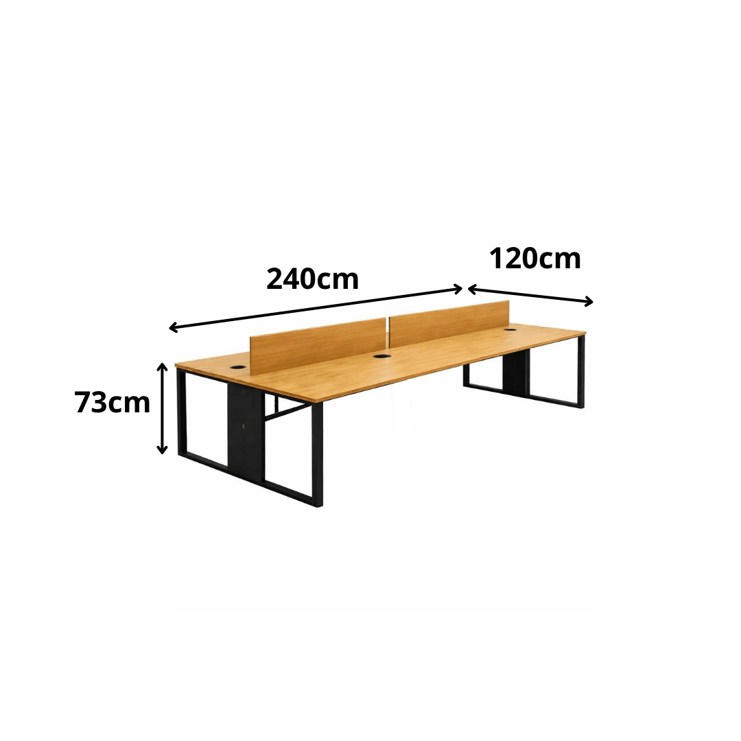 Estação De Trabalho Mesa Plataforma Escritório 1200x600 4 e 6 Lugares Gran Carrara - MetaloArt
