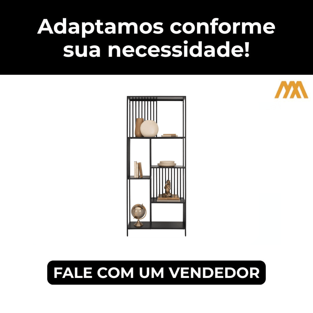 Estante Industrial Luxury Mdf Preto - MetaloArt