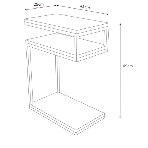 Mesa Lateral Industrial em S para Sala, Quarto e Escritório