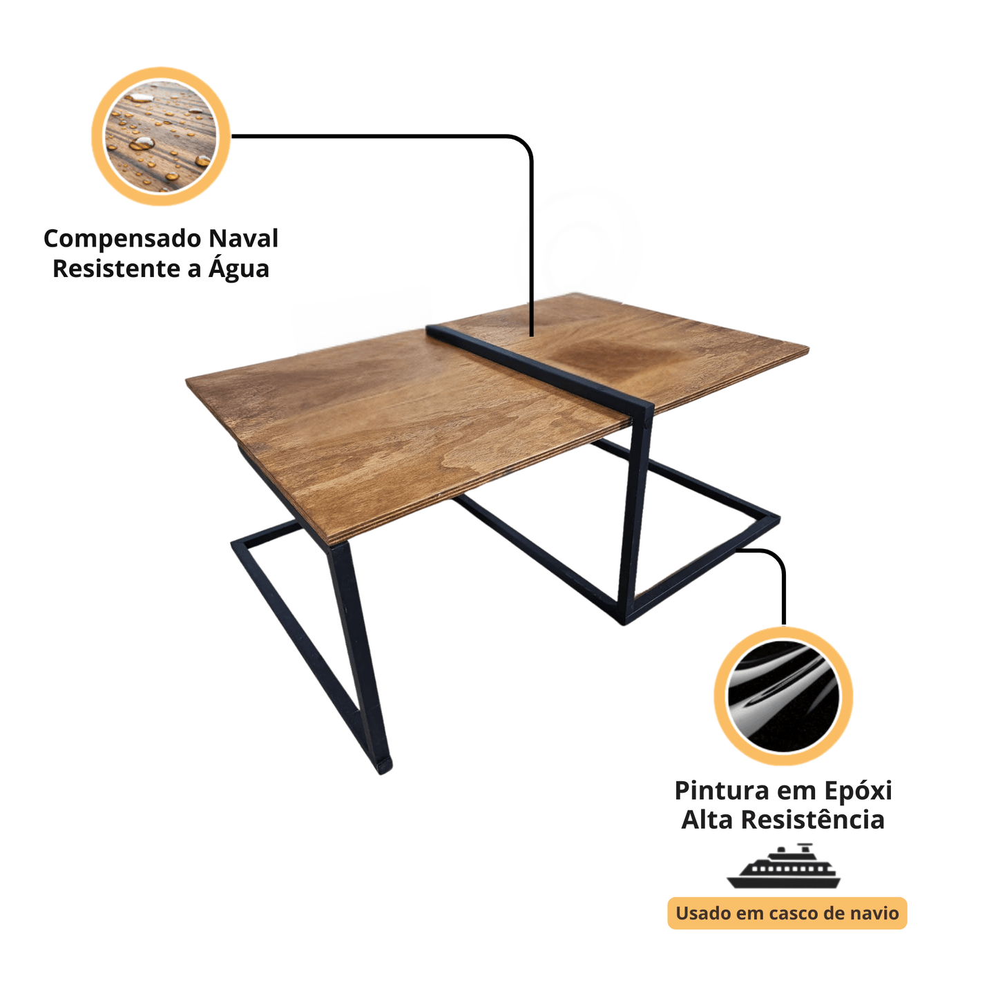 mesa de centro industrial Axis - MetaloArt