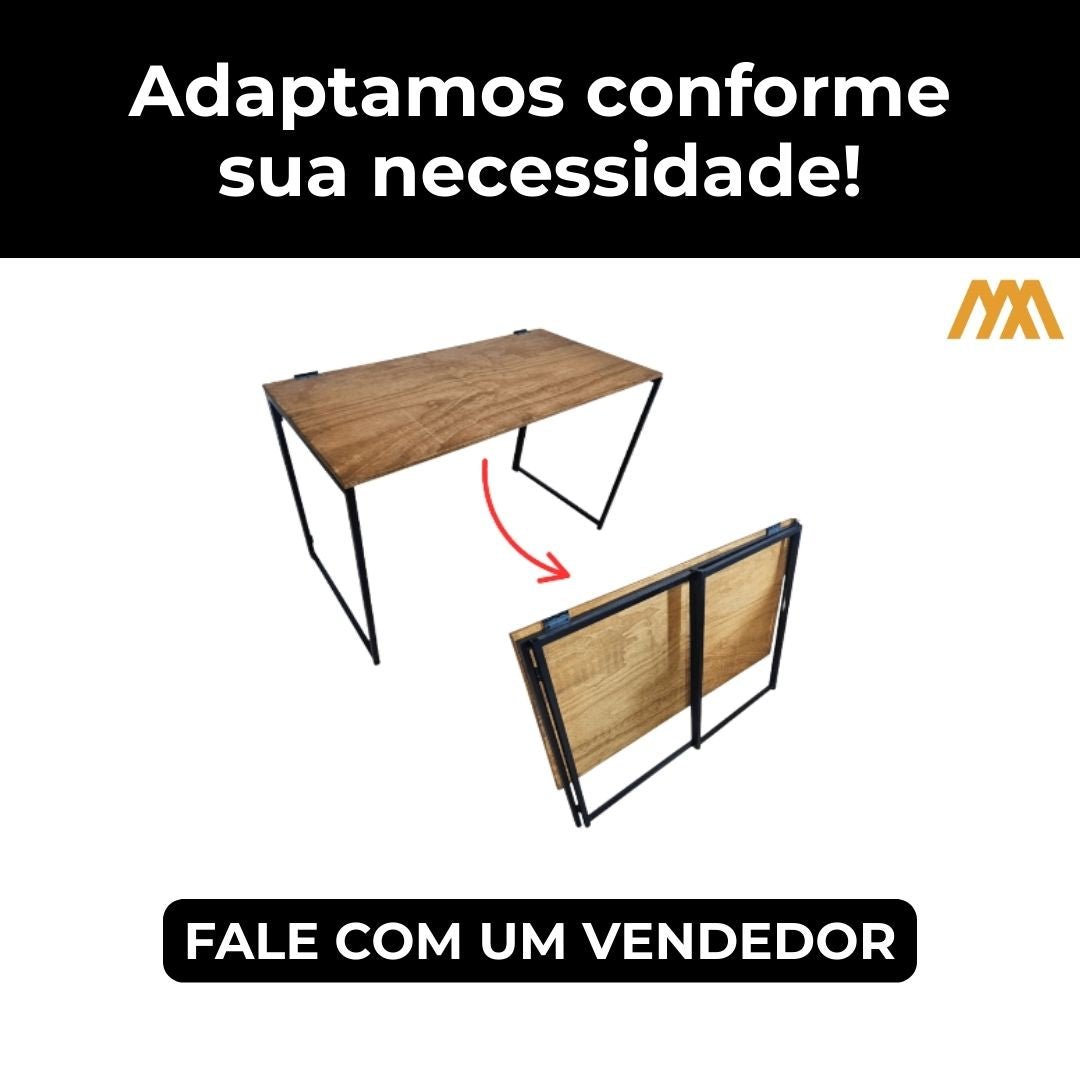 Mesa Dobrável Estilo Industrial Onix - MetaloArt