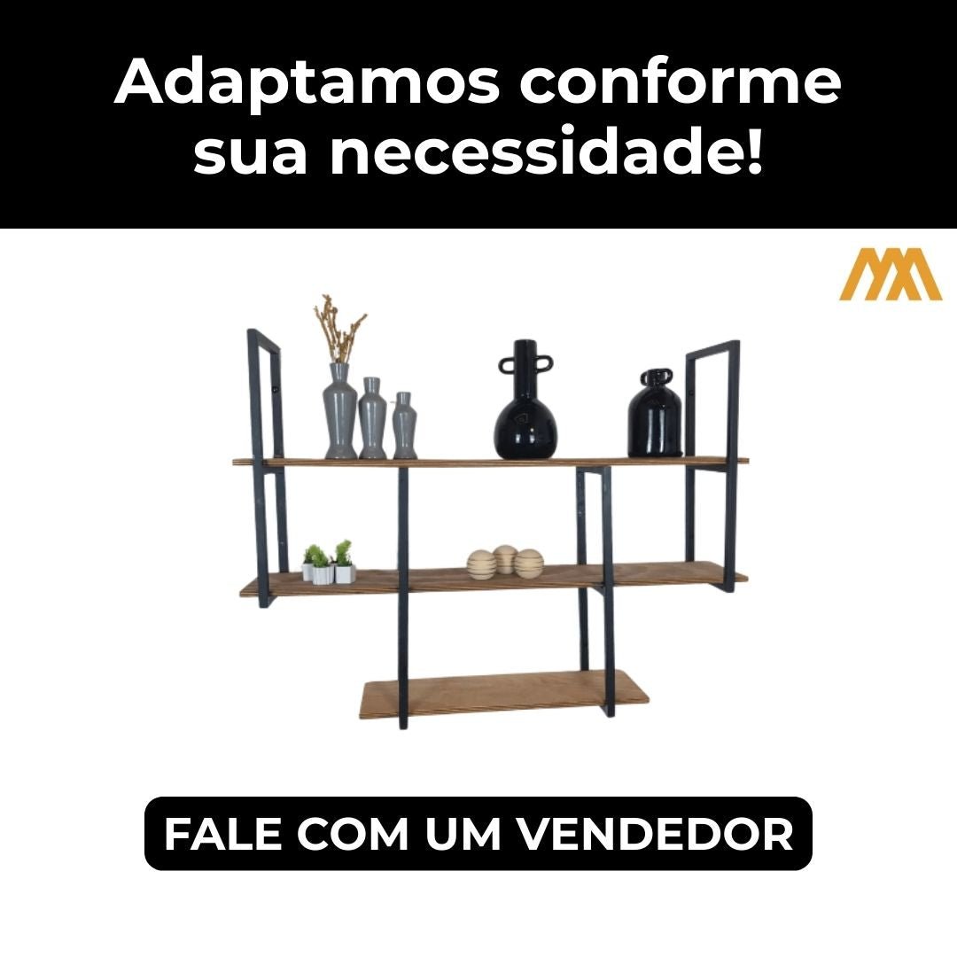 Prateleira industrial parede Barr 02 - MetaloArt