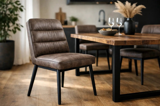 Cadeira industrial estofada para jantar - MetaloArt