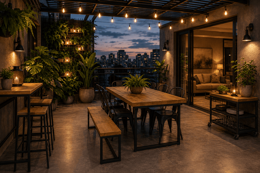 Como Usar Móveis Industriais na Varanda: Do Pequeno Espaço Ao Rooftop - MetaloArt