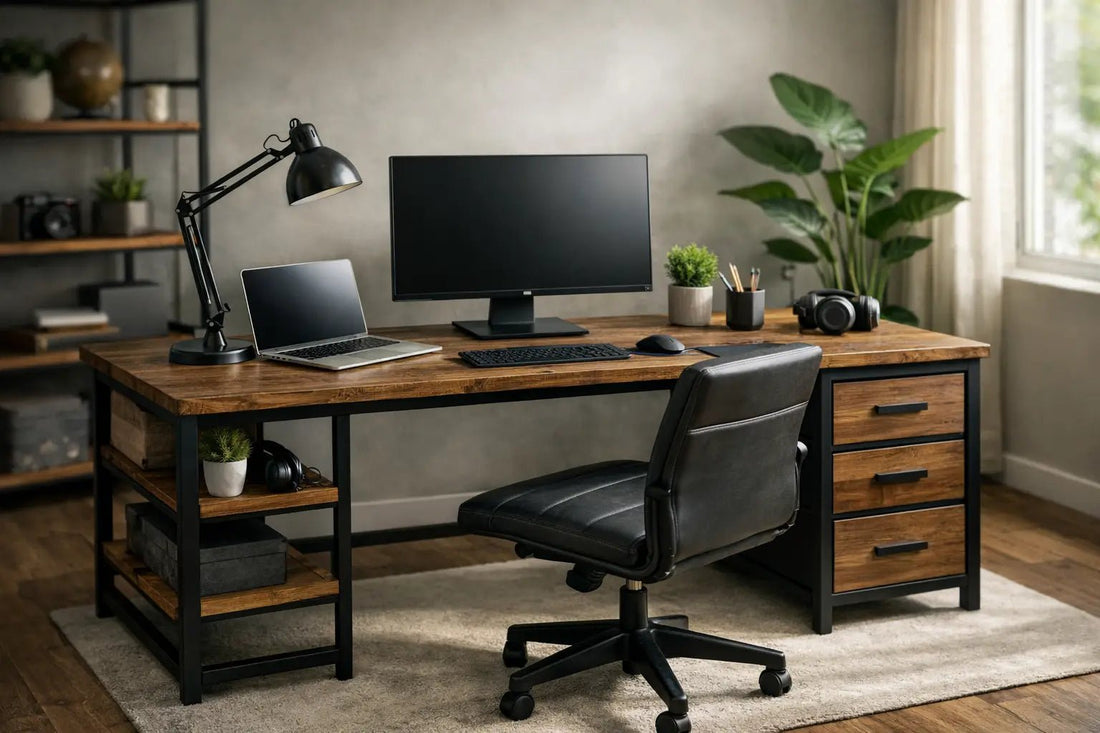 Escrivaninha industrial para home office ideal - MetaloArt