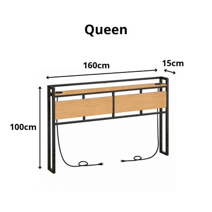 Cabeceira para Cama com 2 Tomadas, USB e USB-C Boreal