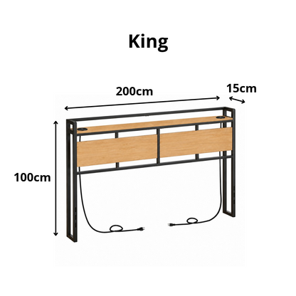 Cabeceira para Cama com 2 Tomadas, USB e USB-C Boreal