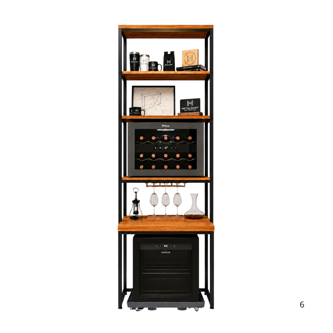 Móvel para cervejeira e frigobar Bordeaux estilo industrial