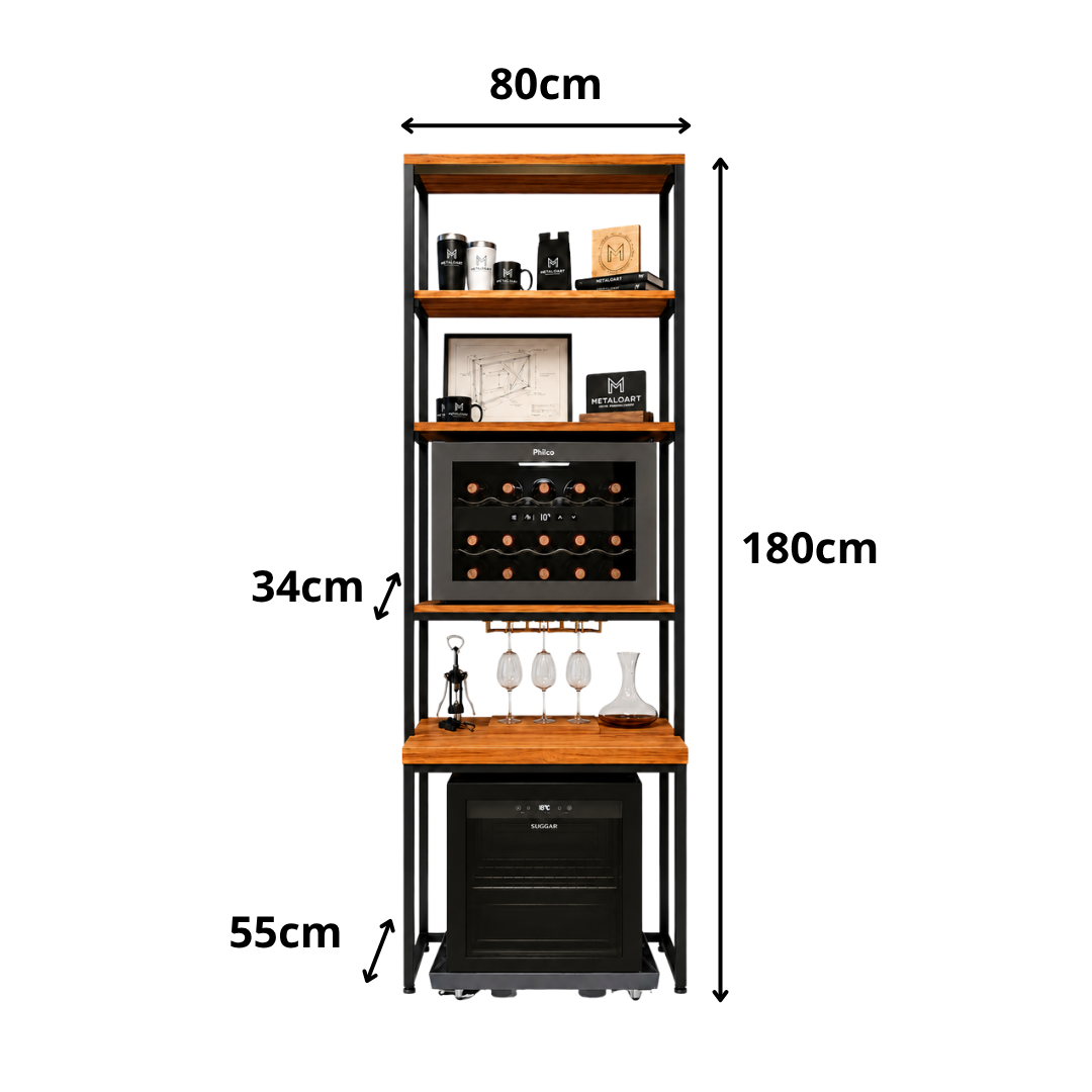 Bar industrial para apartamento com espaço para cervejeira