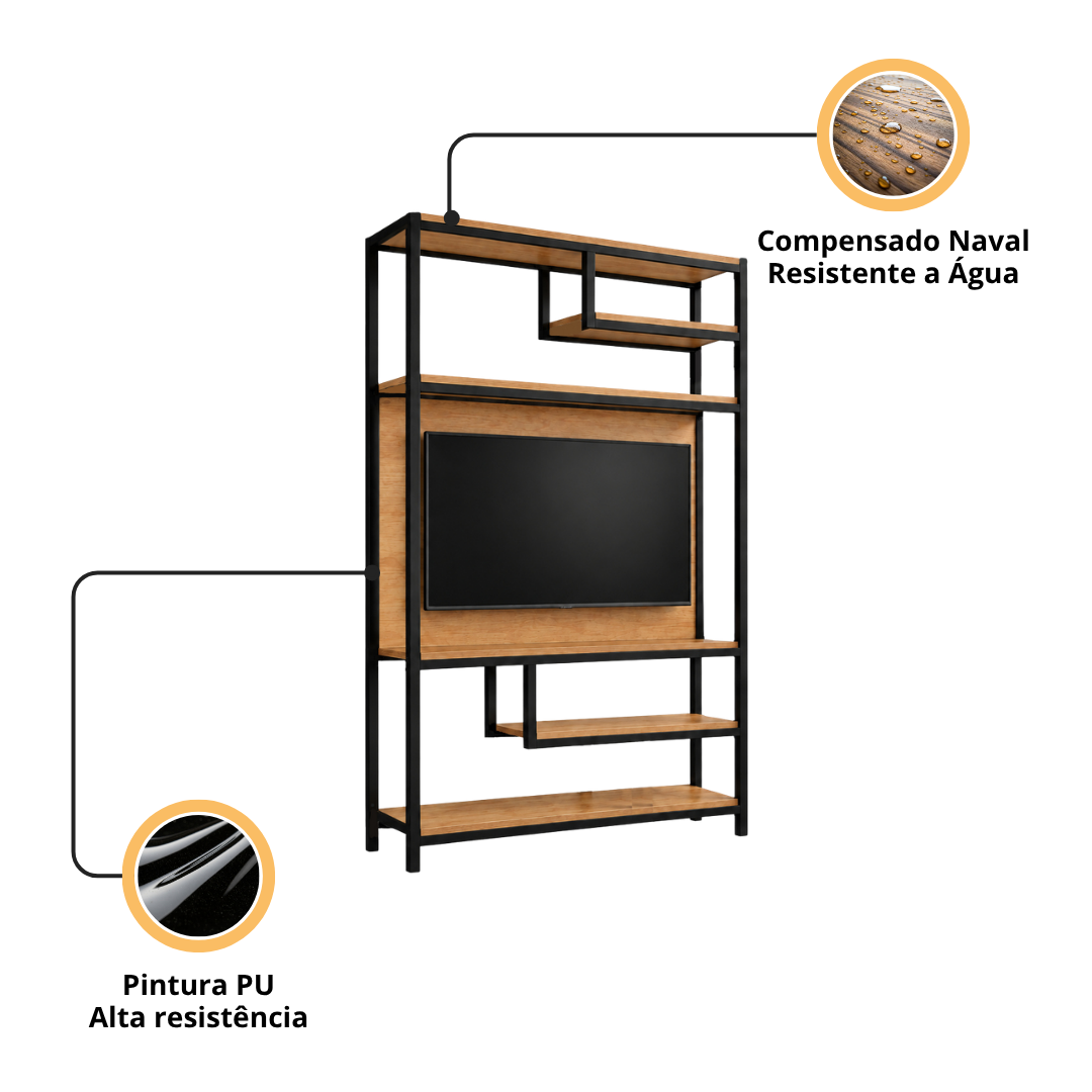Estante Industrial com Painel de TV Urban