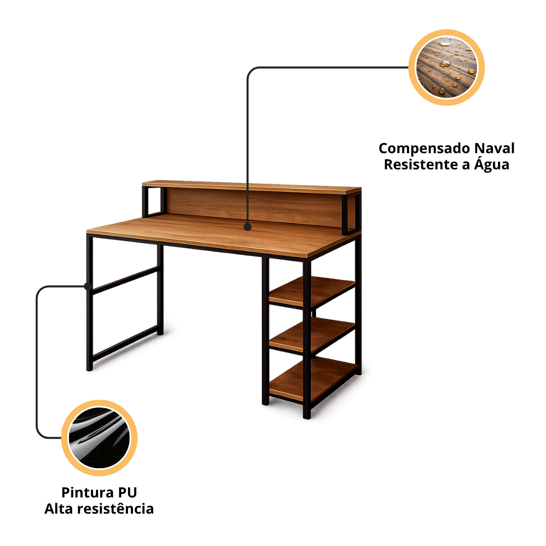 Mesa Escrivaninha Industrial Arturo Exclusive