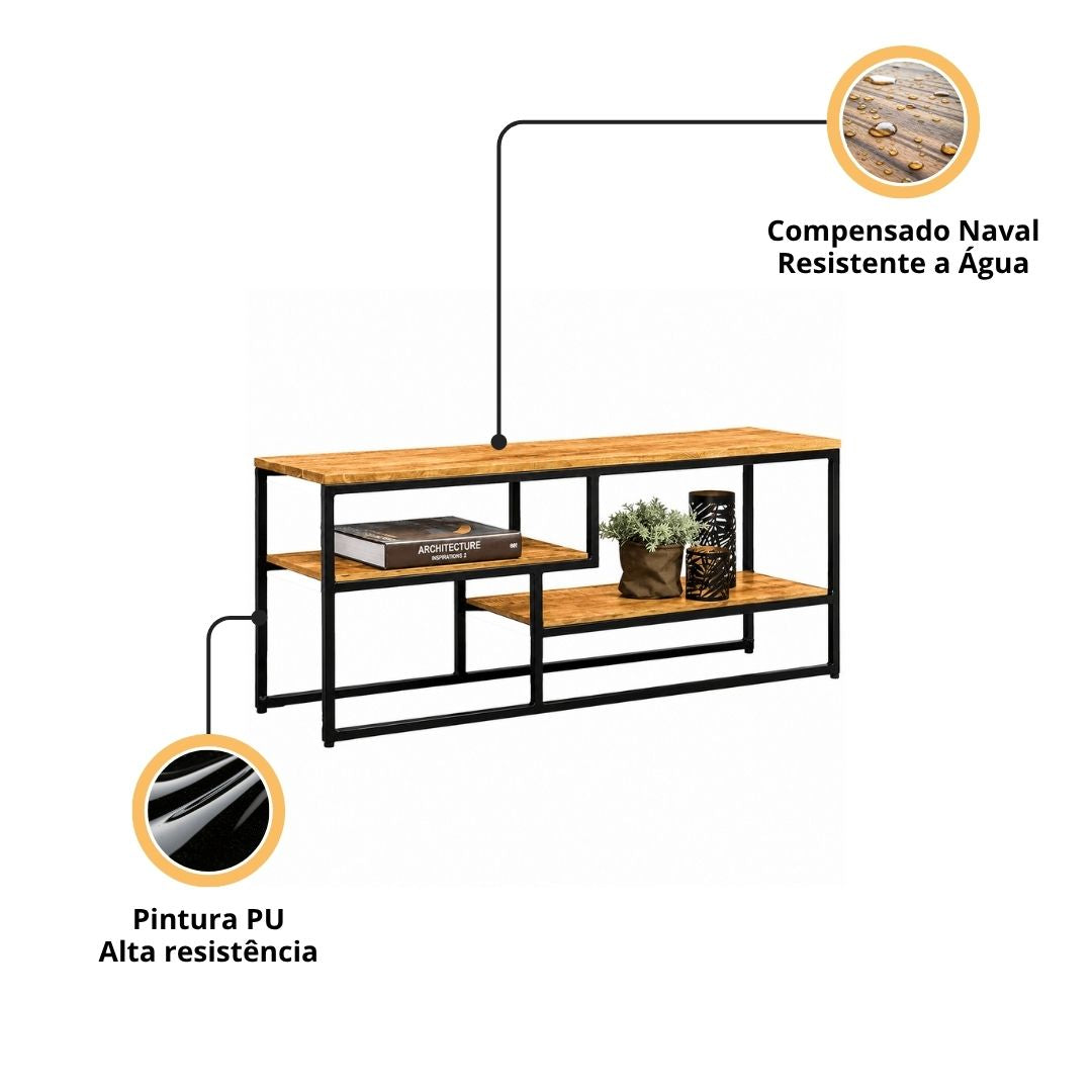 Destaques do Rack Estilo Industrial Axis - MetaloArt