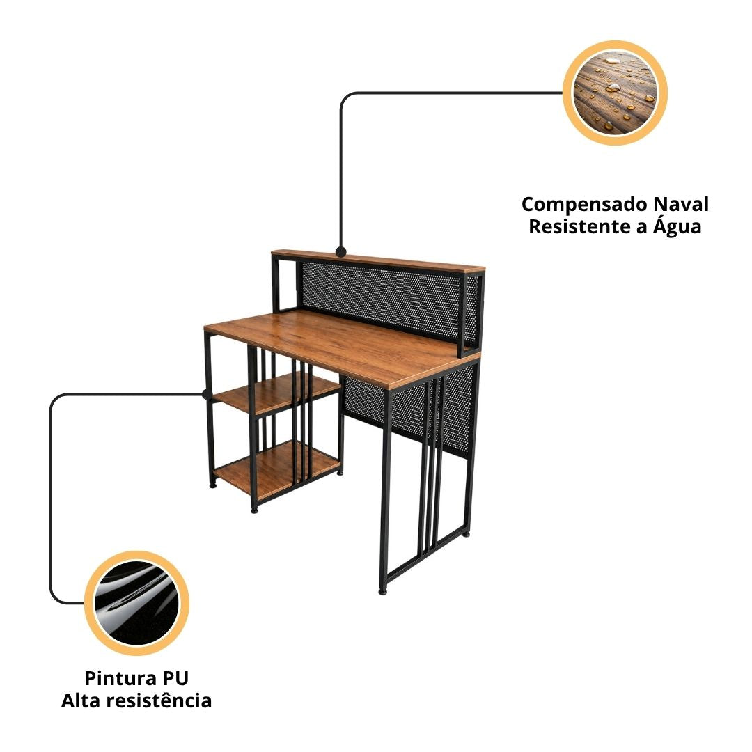 Mesa Escrivaninha Industrial Sora
