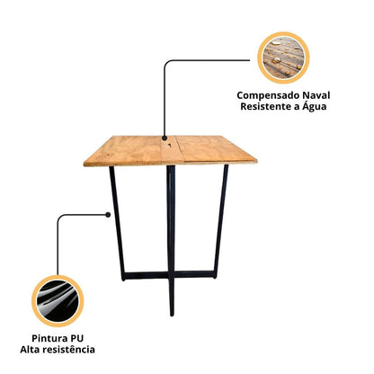 Mesa Dobravel Estilo Industrial Raar