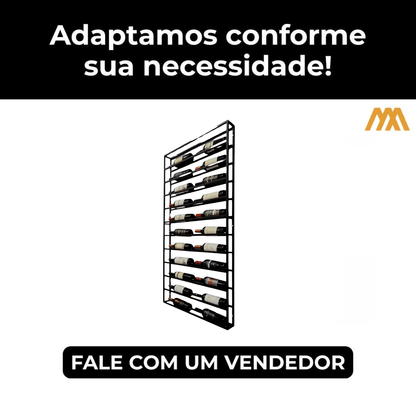 Adega Parede Suspensa Estilo Industrial Vinho, Espumante, Garrafas - MetaloArt