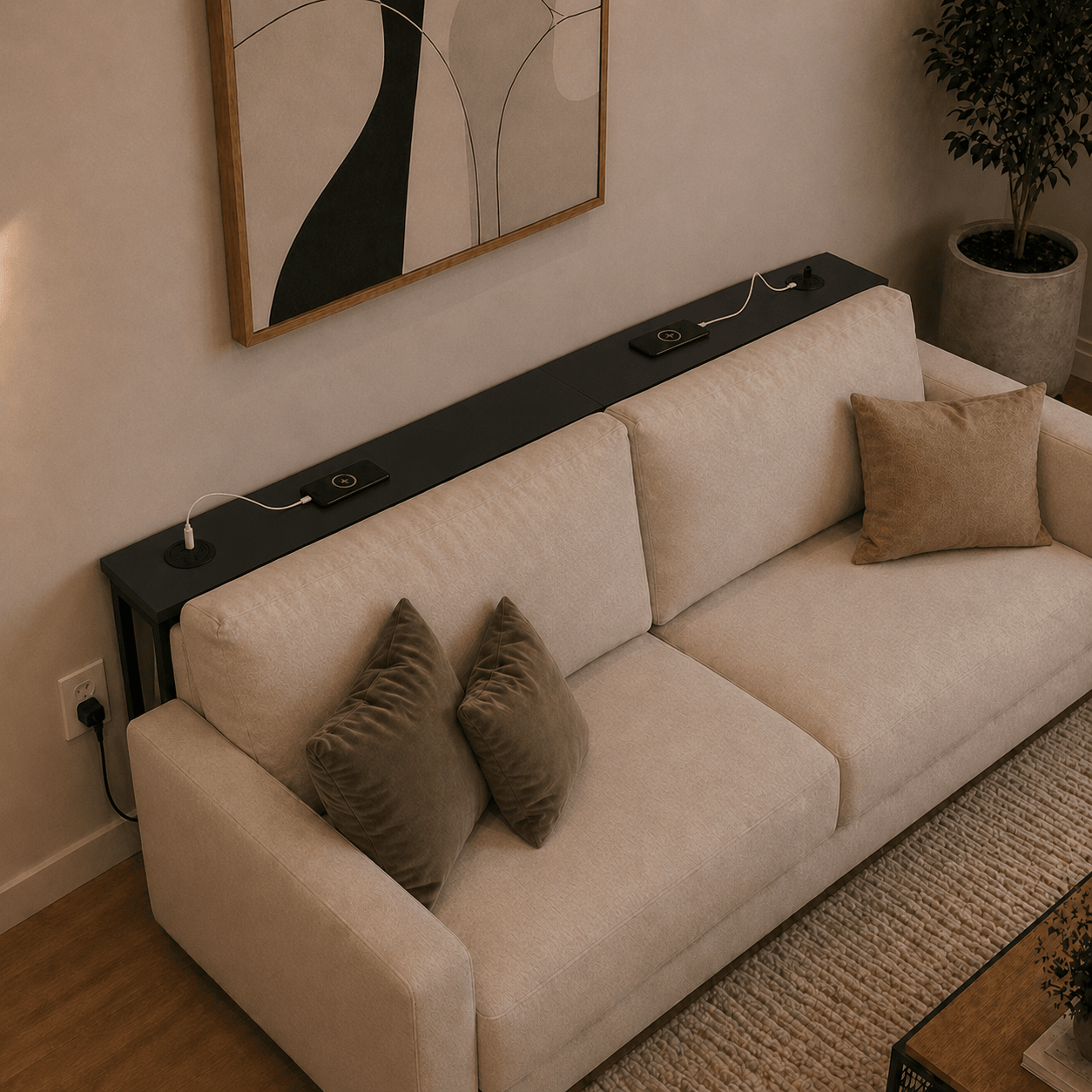 Aparador Traseiro Sofá com 2 Tomadas Soft - MetaloArt