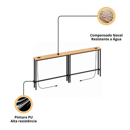 Aparador Traseiro Sofá com 2 Tomadas Soft - MetaloArt