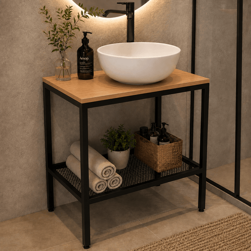 Balcão para Banheiro Estilo Industrial Siena - MetaloArt