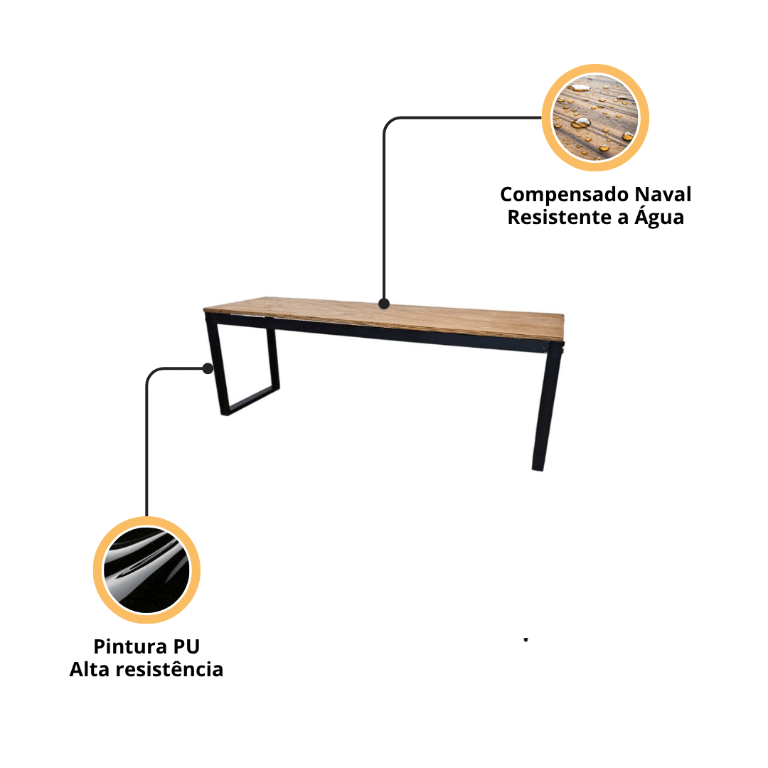 Banco Estilo Industrial Resistente a Água Milano - MetaloArt