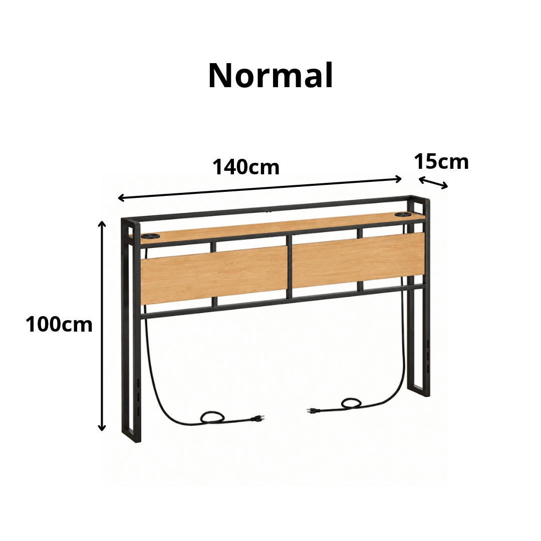 Cabeceira para Cama com 2 Tomadas, USB e USB-C Boreal - MetaloArt