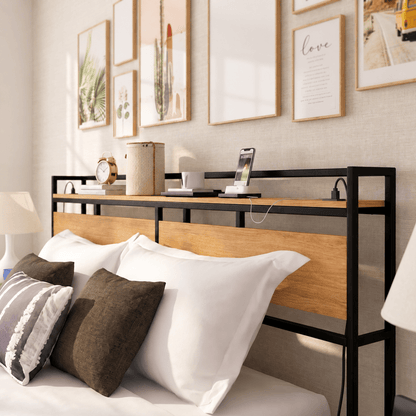 Cabeceira para Cama com 2 Tomadas, USB e USB-C Boreal - MetaloArt