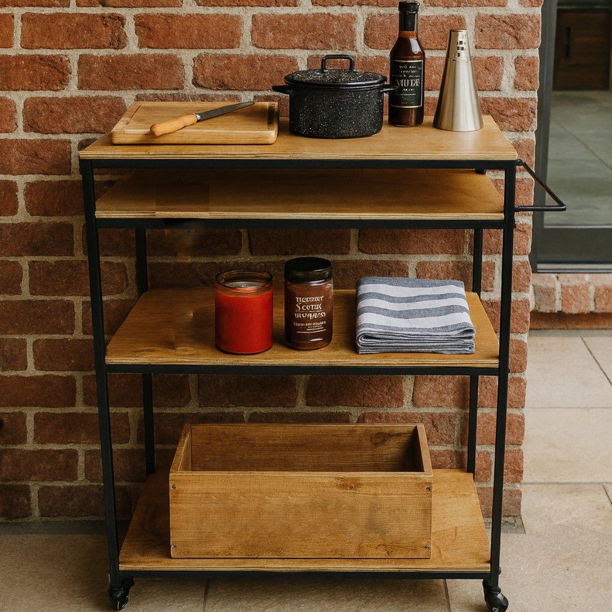 Ambiente Churrasco com o Carrinho Mesa Gourmet Industrial - MetaloArt