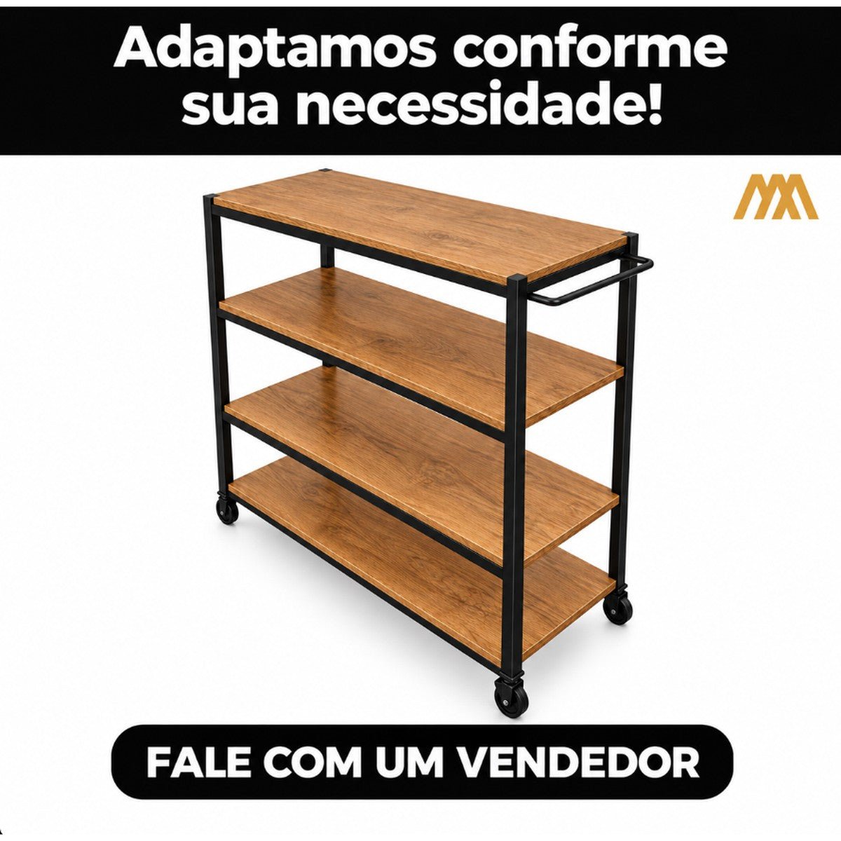 Carrinho Mesa Gourmet Industrial - MetaloArt