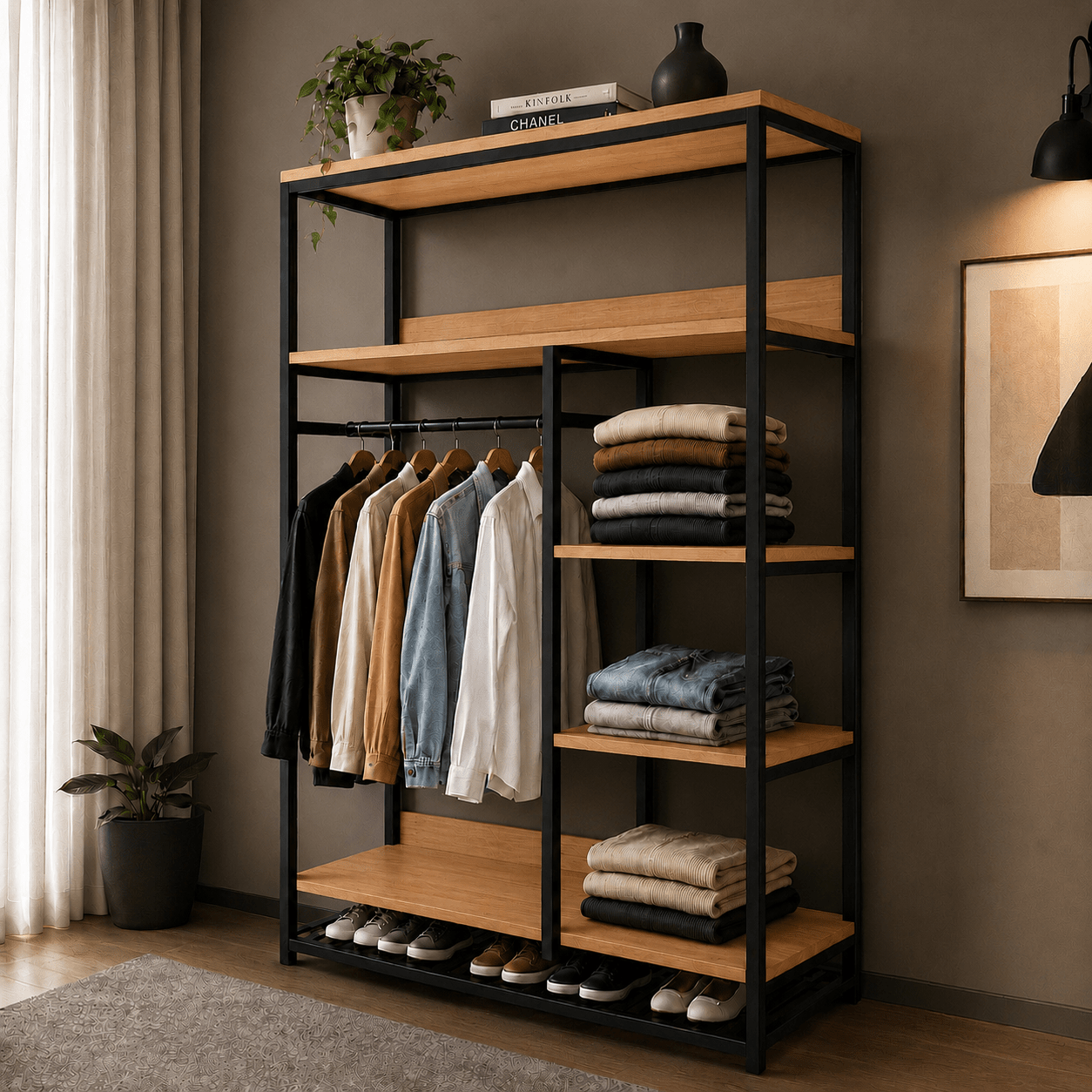 Closet Industrial Aspen com Roupas - MetaloArt