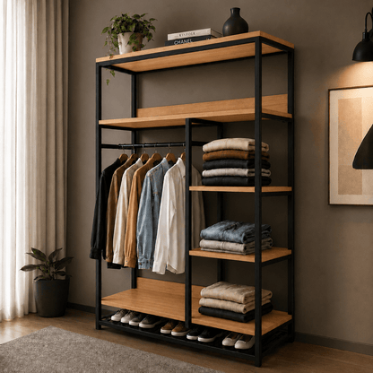 Closet Industrial Aspen com Roupas - MetaloArt