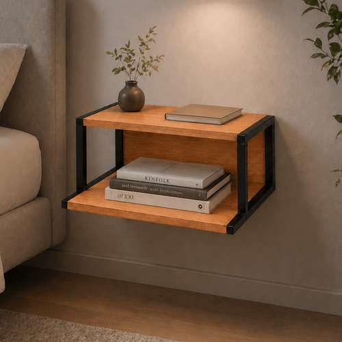 Criado Mudo Suspenso Estilo Industrial Edge Instalado na Parede - MetaloArt