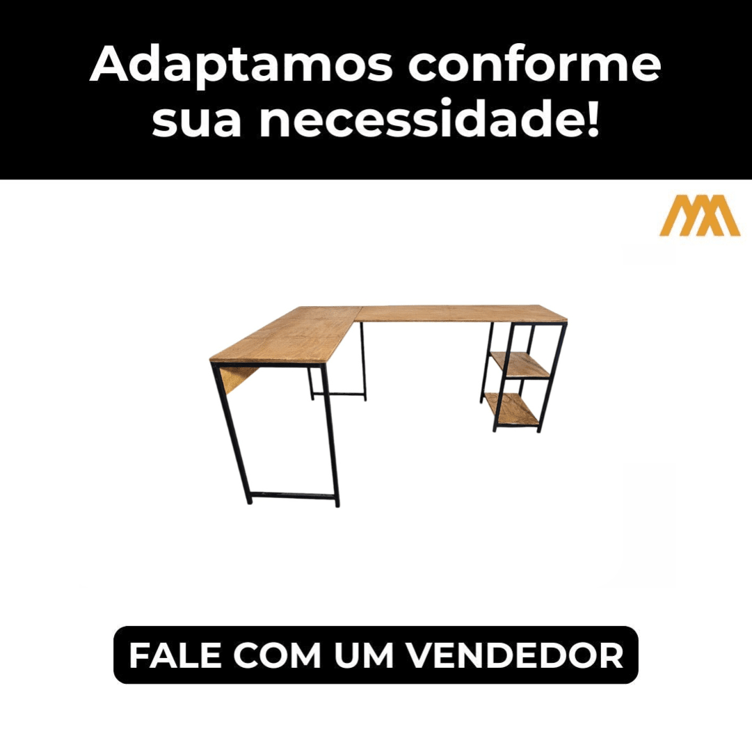 Escrivaninha em L Industrial Florença - MetaloArt