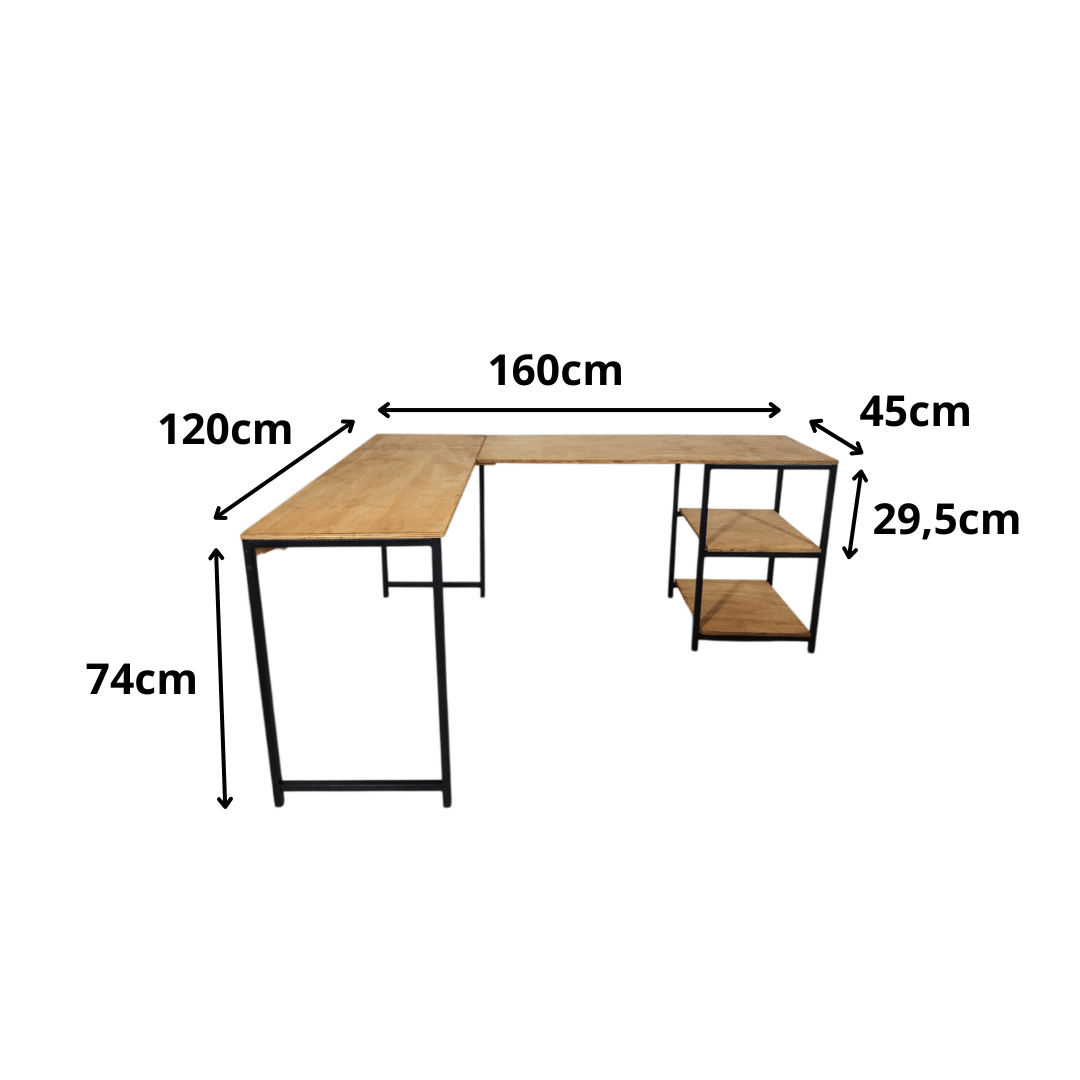 Escrivaninha em L Industrial Florença - MetaloArt