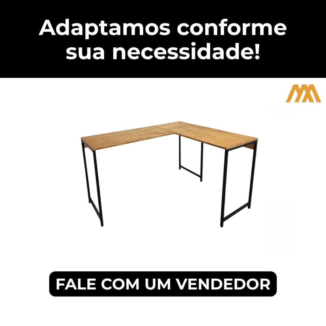 Adaptamos a Escrivaninha em L Industrial Lottus - MetaloArt