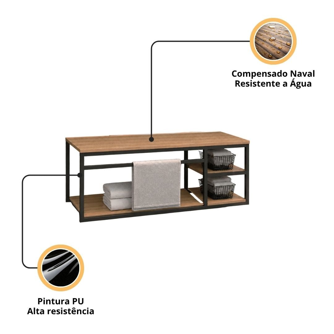 Gabinete para Banheiro Estilo Industrial Lux - MetaloArt