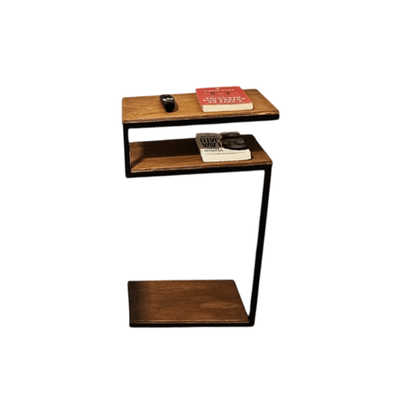 Mesa Lateral Industrial em S para Sala, Quarto e Escritório