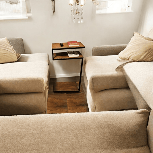Mesa Lateral Industrial em S para Sala, Quarto e Escritório