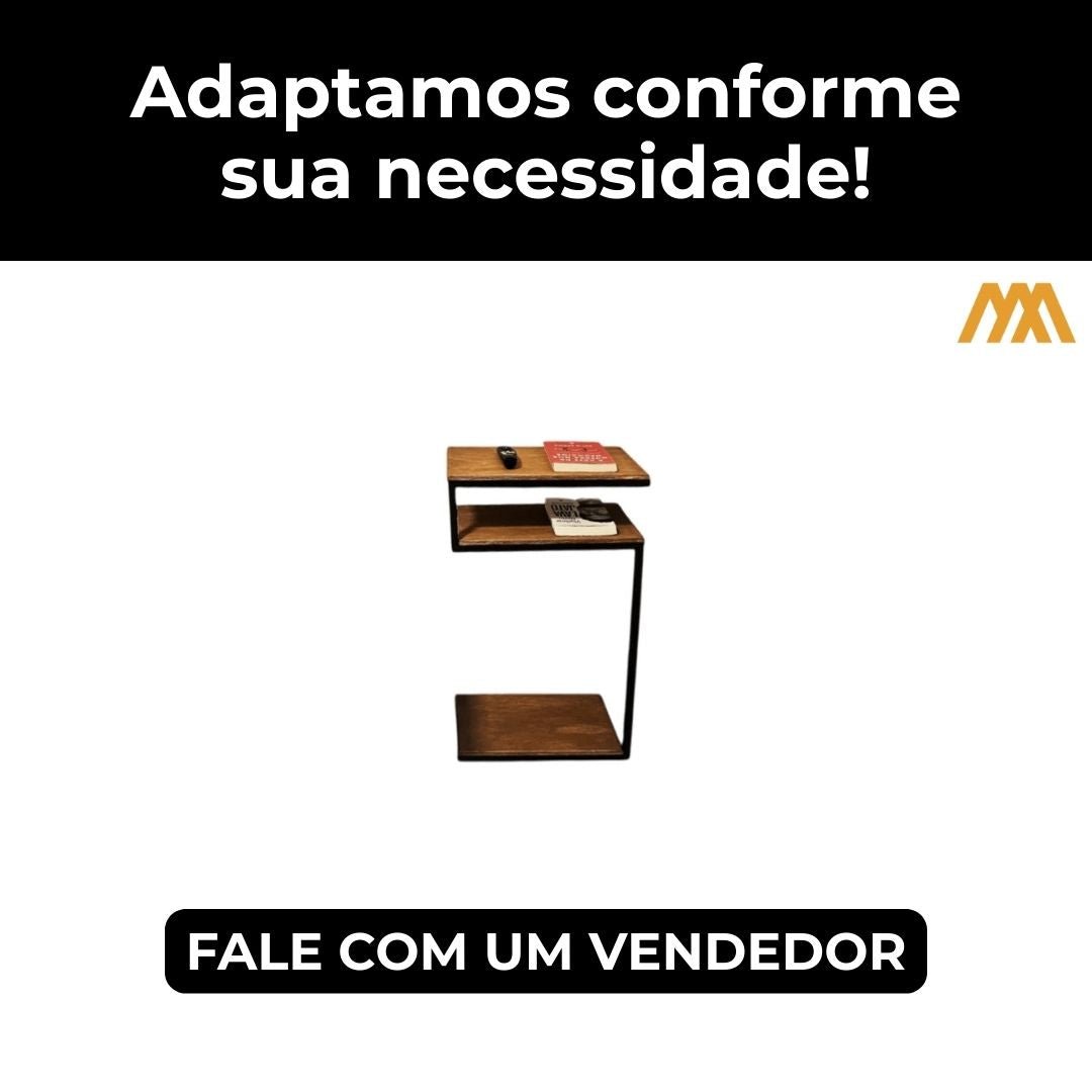 Mesa de apoio lateral industrial em S 69 x 25 x 45 - MetaloArt