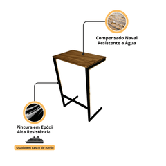 mesa de apoio lateral industrial pinus sveinn - My Store