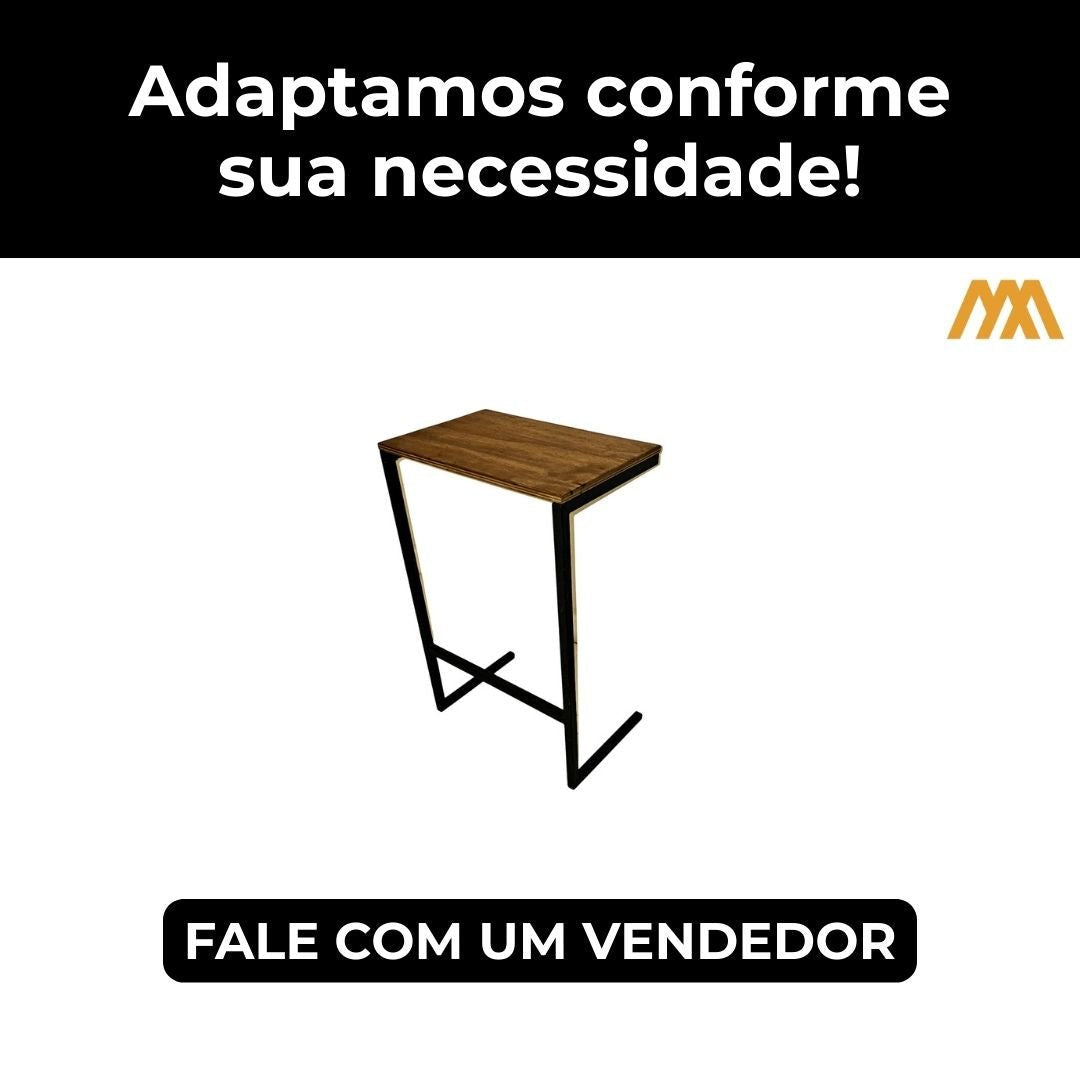 Mesa de apoio lateral industrial pinus Sveinn - MetaloArt