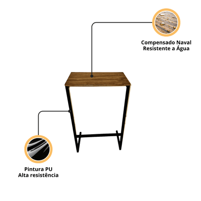 Mesa de apoio lateral industrial Sveinn - MetaloArt