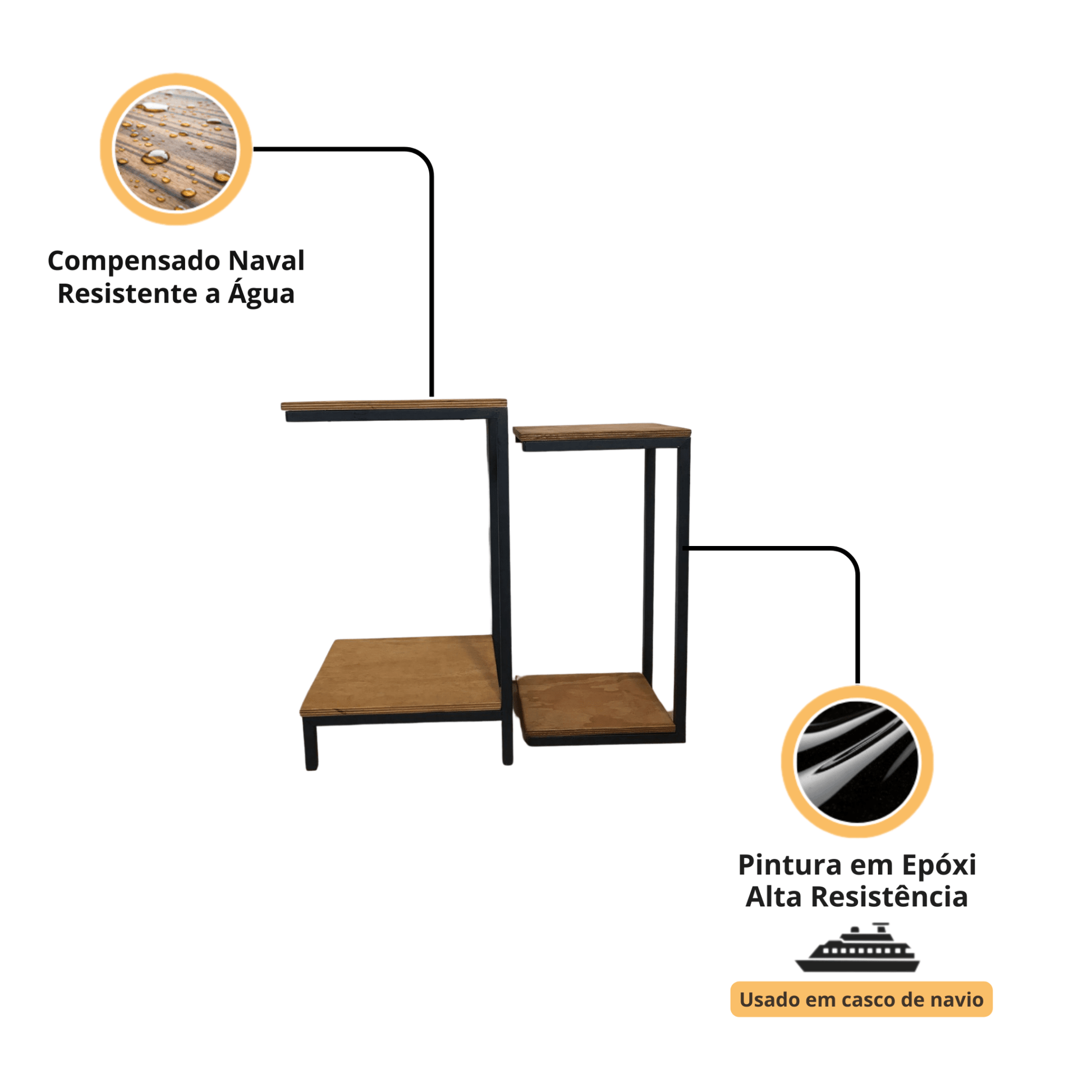 mesa de canto dupla estilo industrial capreze - My Store