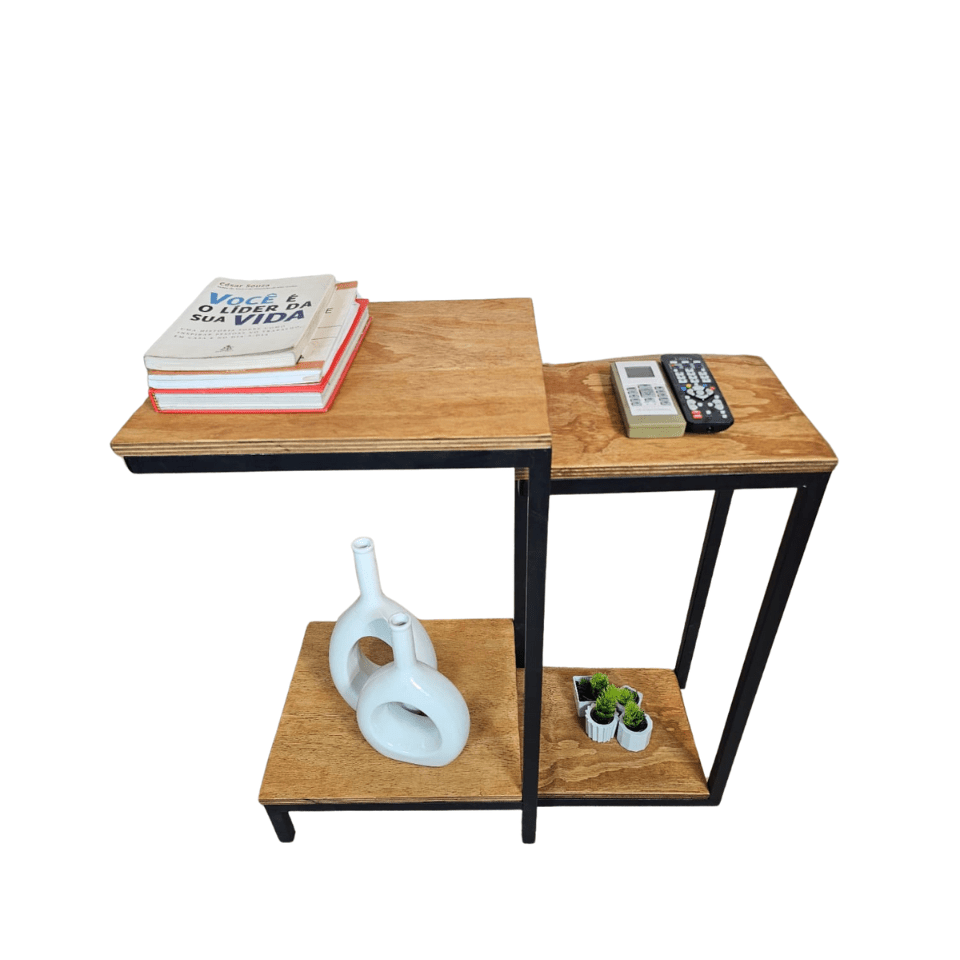 mesa de canto dupla estilo industrial capreze - My Store