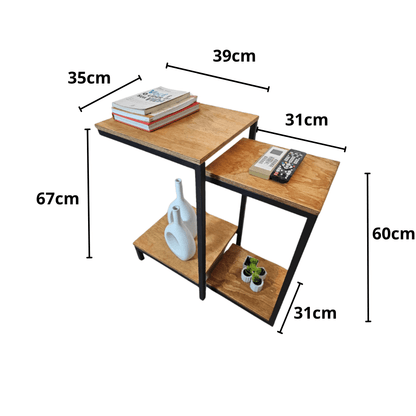 Mesa de canto dupla estilo industrial Capreze - MetaloArt