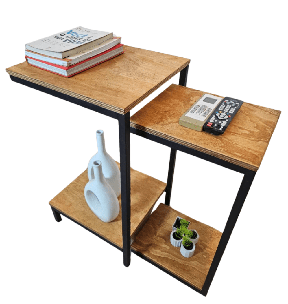 mesa de canto dupla estilo industrial capreze - My Store