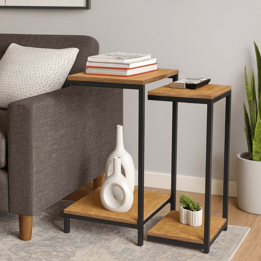 Mesa de canto dupla estilo industrial Capreze - MetaloArt
