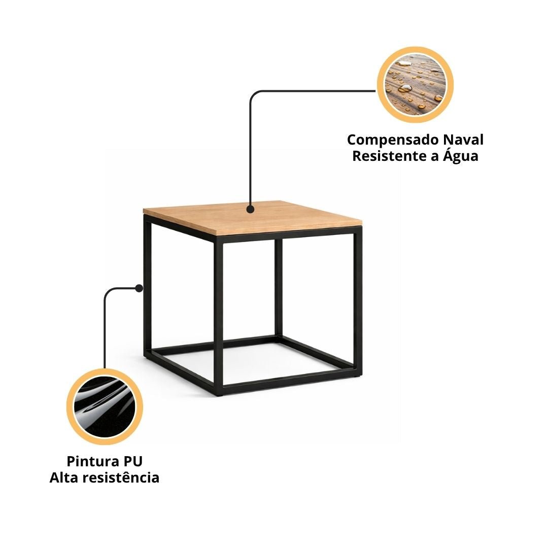 Destaques da Mesa de Canto Industrial Royal - MetaloArt