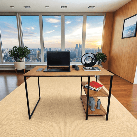 Mesa De Escritório Malbe Com Prateleiras Industrial - MetaloArt